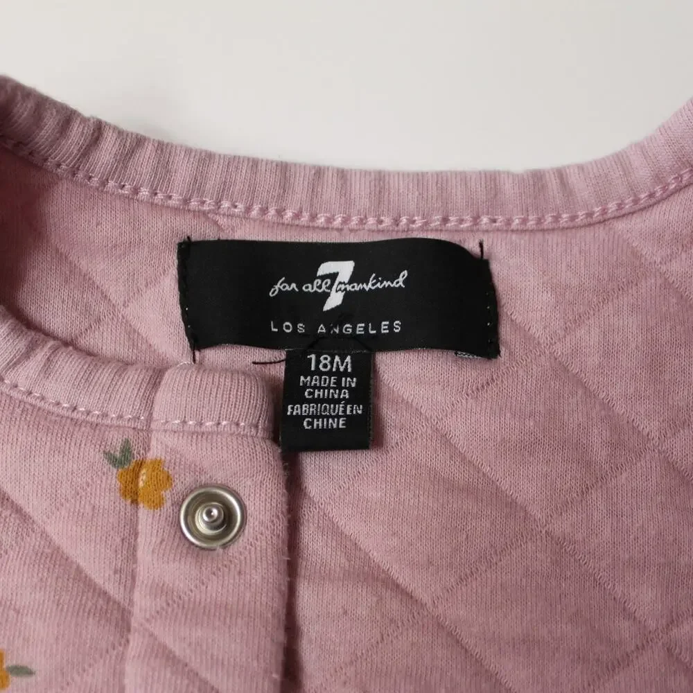 7 FOR ALL MANKIND | Baby Girls Pink Quilted Ditsy Floral Matching Set 18M